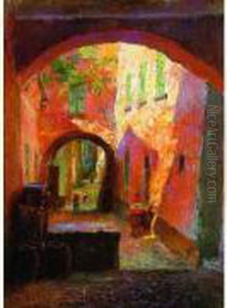 Ruelle Ensoleillee Oil Painting by Gustave Gagliardini