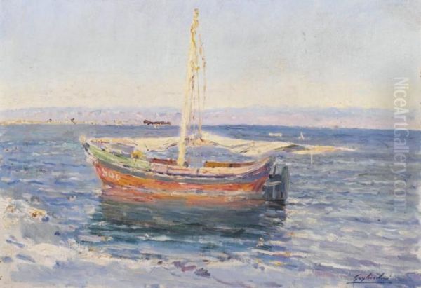 Bateau Voile Baissee Oil Painting by Gustave Gagliardini