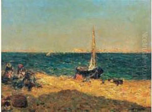 Mistral Sur L'etang De Berre Oil Painting by Gustave Gagliardini