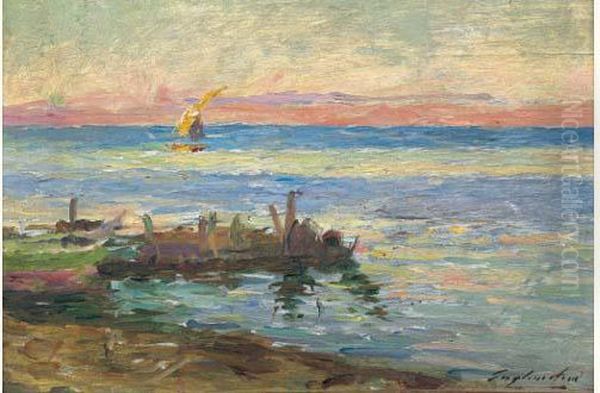 Bord De Mer Oil Painting by Gustave Gagliardini