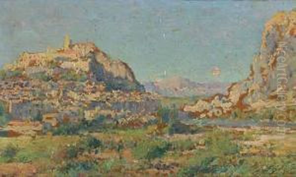 Vue De Sisteron, Basses-alpes Oil Painting by Gustave Gagliardini