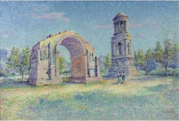 Les Ruines Romaines De Saint-remy-de-provence Oil Painting by Louis Gaidan