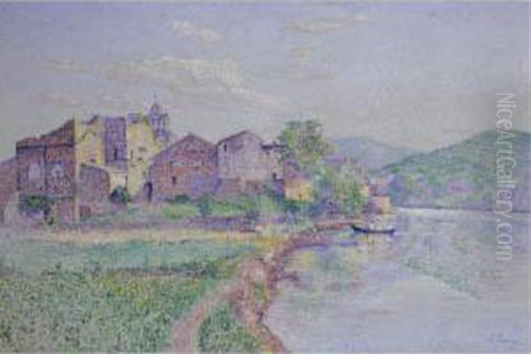 Remoulins, Pont Du Gard Oil Painting by Louis Gaidan