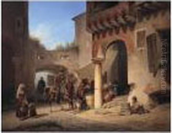 Am Tore Einer Italienischen Stadt (entrance To An Italian Town) Oil Painting by Wilhelm Gail