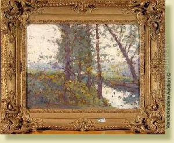 Paysage Anime Au Ruisseau Oil Painting by Franz Bernard Gailliard