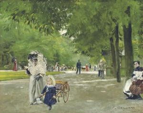 La Promenade Oil Painting by Franz Bernard Gailliard