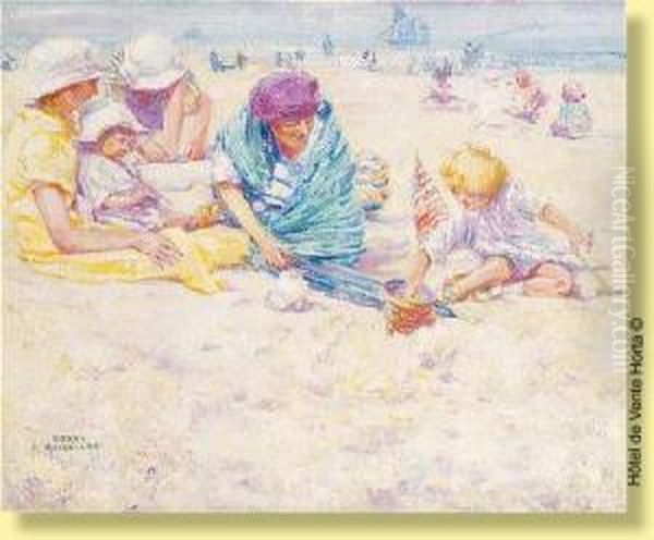 Plage Oil Painting by Franz Bernard Gailliard