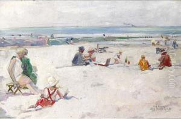 Plage Oil Painting by Franz Bernard Gailliard