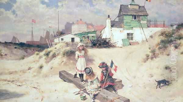 Beach scene in Ostend Oil Painting by William Stephen Coleman