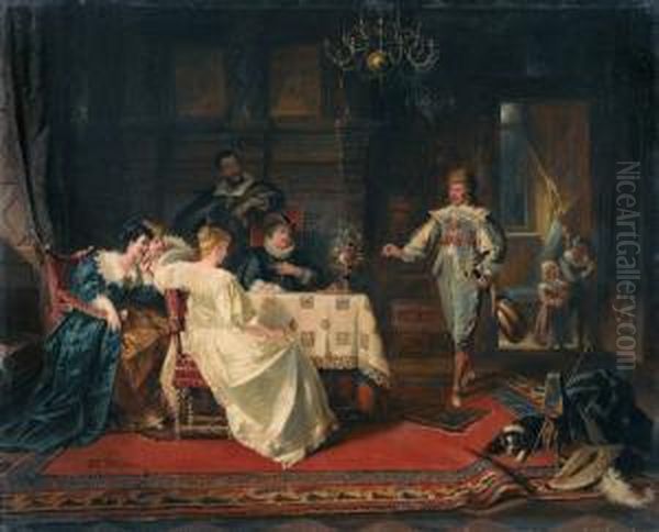 Der Lautenspieler Oil Painting by Jacob Emmanuel Gaisser