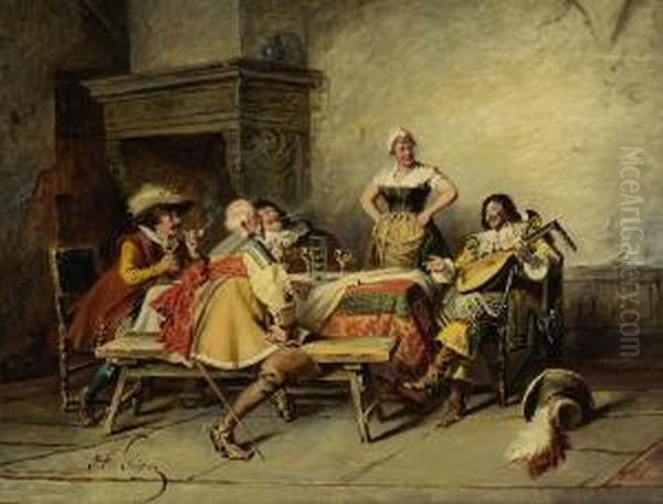 Frohliche Runde. Oil Painting by Jacob Emmanuel Gaisser