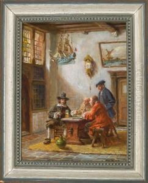 Vier Niederlandische Kaufleute Im Wirtshaus Oil Painting by Max Gaisser