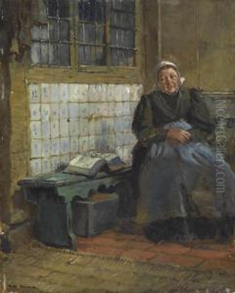 Nachdenkende Alte Frau. Oil Painting by Max Gaisser