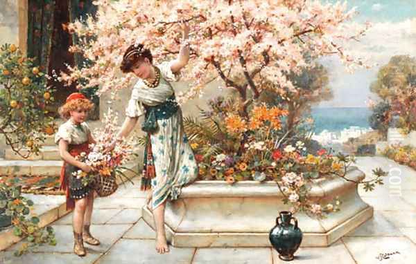 Picking spring blossoms Oil Painting by William Stephen Coleman