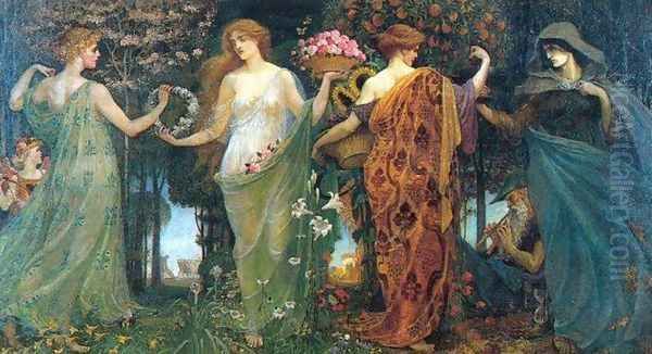 The Masque of the Four Seasons Oil Painting by Walter Crane