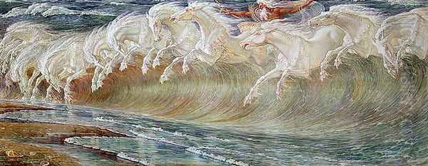 Neptune's Horses, 1892 Oil Painting by Walter Crane