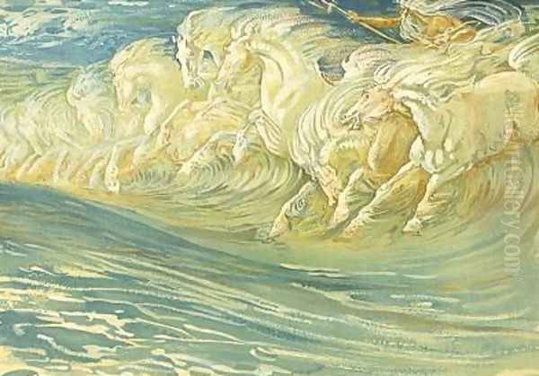 Sketch for Neptune's Horses Oil Painting by Walter Crane