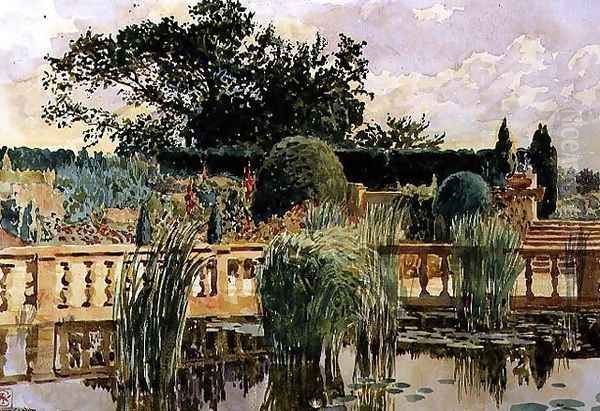 The Water Garden, Easton Lodge, near Great Dunmow, Essex, 1909 Oil Painting by Walter Crane