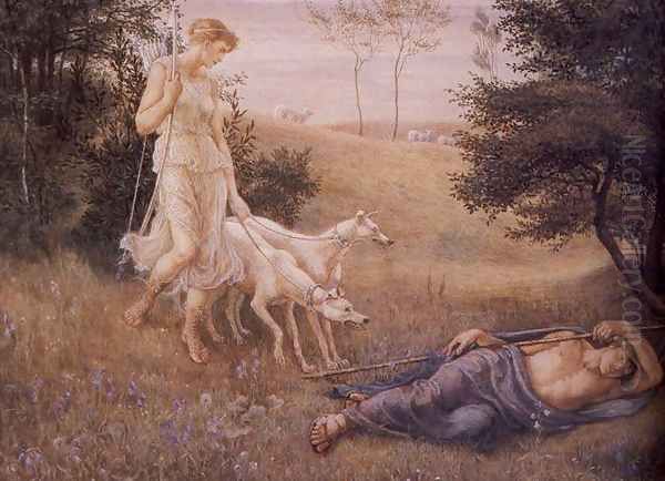 Diana and Endymion Oil Painting by Walter Crane