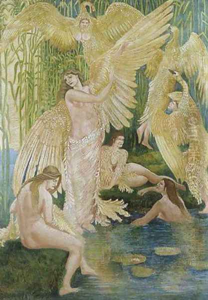 The Swan Maidens Oil Painting by Walter Crane