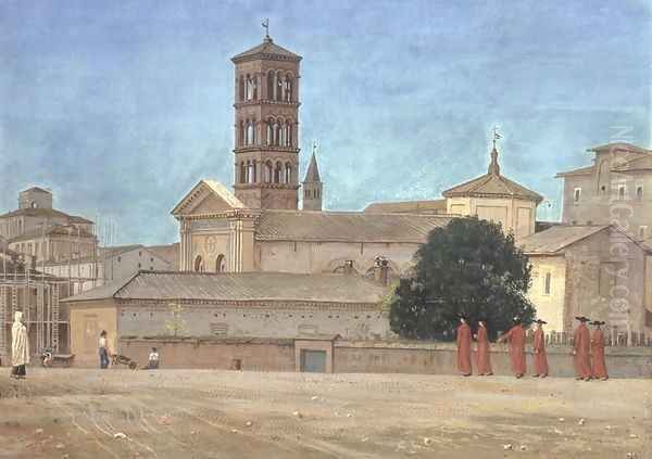 View of the Campanile of Santa Francesca Romana, Rome, 1873 Oil Painting by Walter Crane