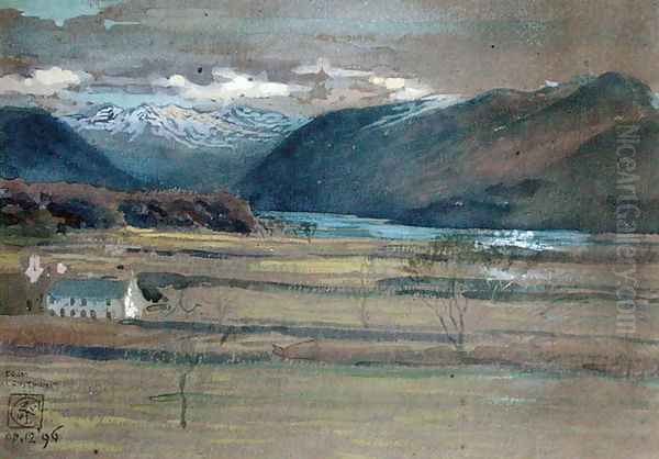 Derwent Water from Crosthwaite 1896 Oil Painting by Walter Crane