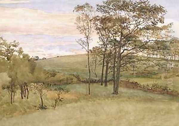 Late Summer Landscape Oil Painting by Walter Crane