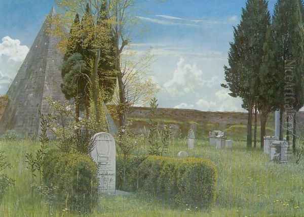 Shelley's Tomb in the Protestant Cemetery in Rome Oil Painting by Walter Crane