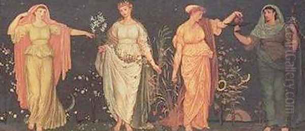 The Four Seasons Oil Painting by Walter Crane