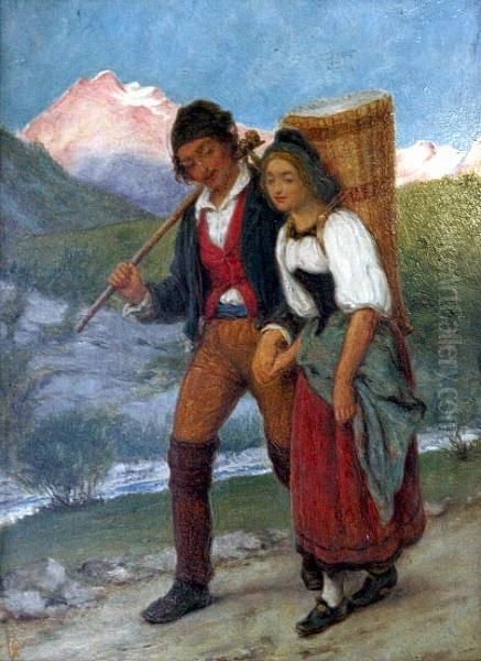 Swiss Peasants Between Interlaken And Lauterbrunen Oil Painting by William Gale