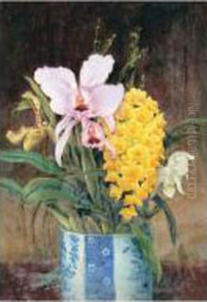 Orchids Oil Painting by William Gale