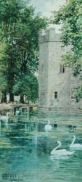 The Moat and Bishop's Palace, Wells Cathedral, 1893 Oil Painting by Walter Crane