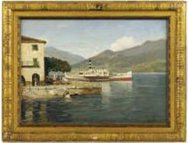 Traghetto Sul Lago Maggiore Oil Painting by Leopoldo Galeota