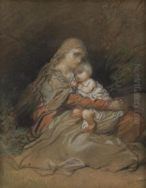 Mere Et Enfant Oil Painting by Louis Gallait