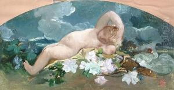 Sleeping Cupid Oil Painting by Pierre Victor Galland