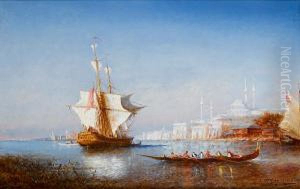 On The Bosphorus, Looking Towards Hagia Sophia Oil Painting by Paul Ch. Emmanuel Gallard-Lepinay