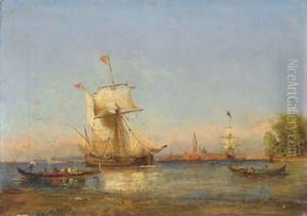 Voiliers Et Barques Dans La Lagune Venitienne Oil Painting by Paul Ch. Emmanuel Gallard-Lepinay