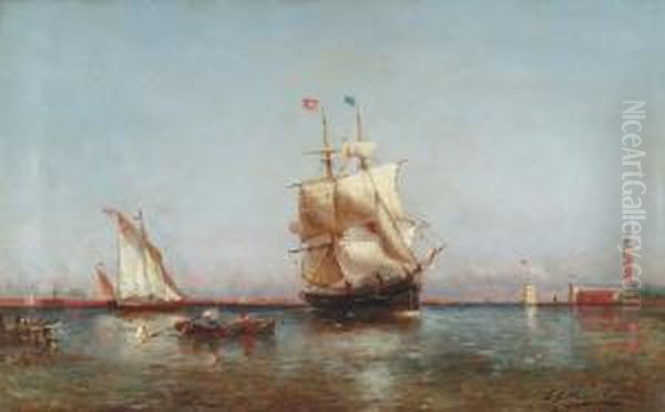 Deux Mats Devant Venise Oil Painting by Paul Ch. Emmanuel Gallard-Lepinay