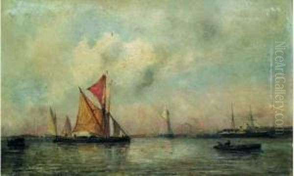 Bateaux Au Port Oil Painting by Paul Ch. Emmanuel Gallard-Lepinay