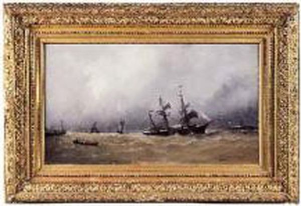 Trois Mats Vent Arriere Rentrant Au Port Oil Painting by Paul Ch. Emmanuel Gallard-Lepinay