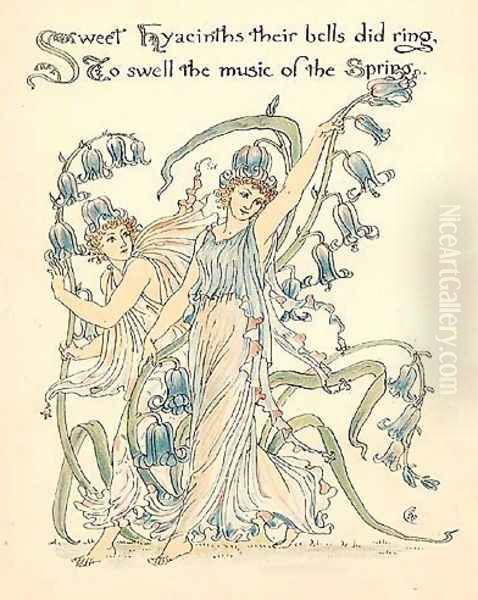 Hyacinths Oil Painting by Walter Crane