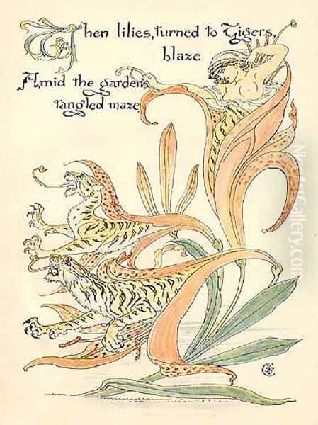 Tigerlilies Oil Painting by Walter Crane