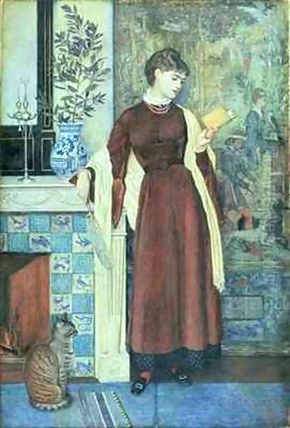 At Home A Portrait Oil Painting by Walter Crane