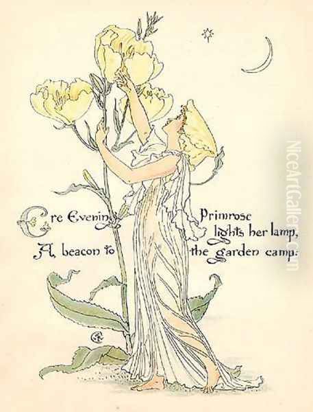 Primrose Oil Painting by Walter Crane