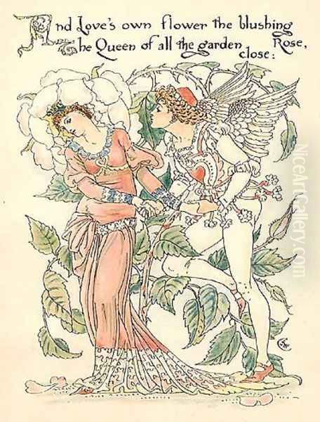 Rose Oil Painting by Walter Crane