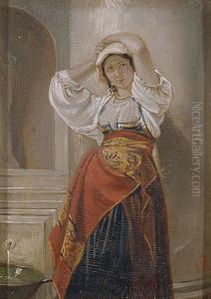 Campesina Napolitana Oil Painting by Jose Gallegos Y Arnosa