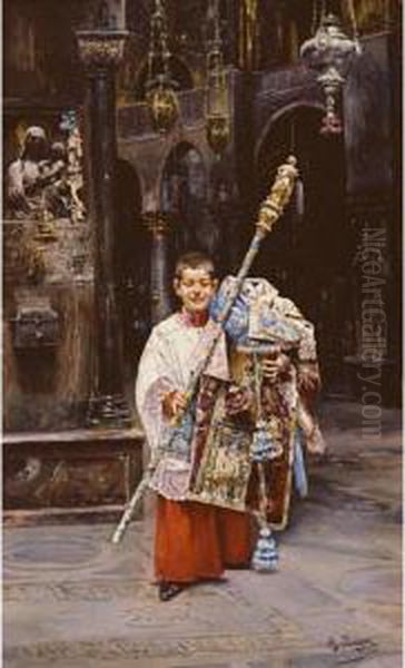 El Monaguillo (choir Boy) Oil Painting by Jose Gallegos Y Arnosa