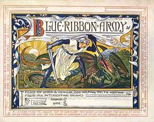 Blue Ribbon Army Pledge for Temperance Oil Painting by Walter Crane