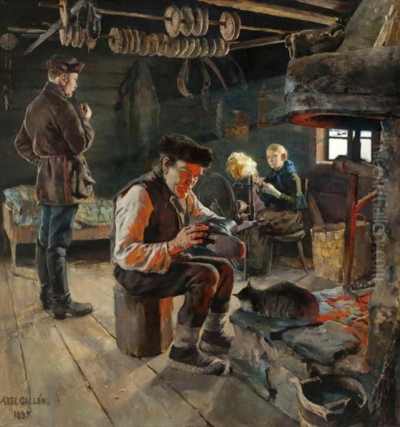 Rustic Life Oil Painting by Akseli Gallen-Kallela