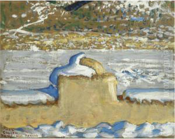 Taos New Meksico Lumen Peitteessa (taos, New Mexico Under Snow) Oil Painting by Akseli Gallen-Kallela